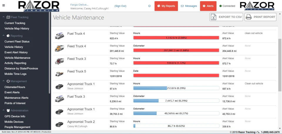 screenshot of Razor Tracking